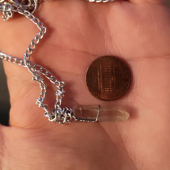 Wire Wrapped Quartz Crystal Necklace - Picture 4 of 4